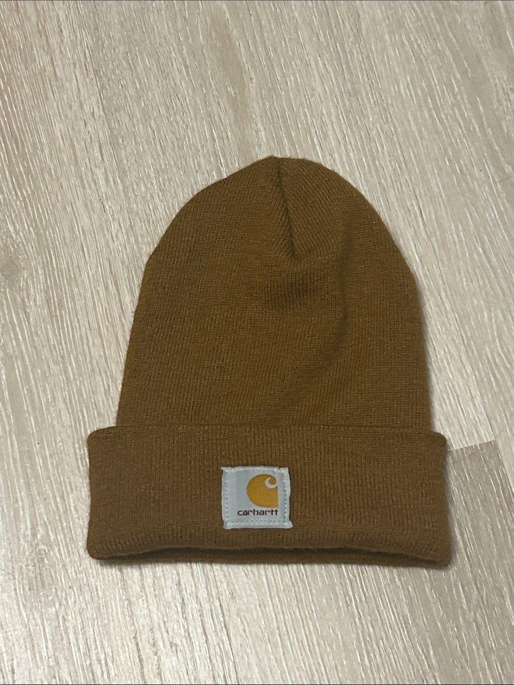 Carhartt Unisex Brown Knit Cuffed Beanie with Logo Patch